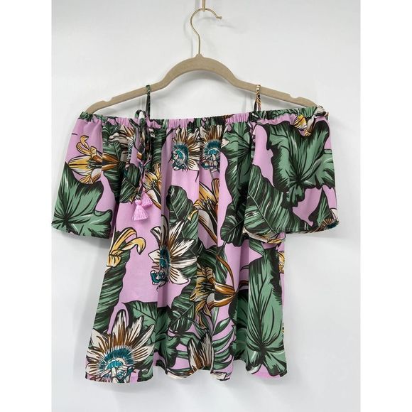 NWT J. Crew Multicolor Fauna Print Strappy Tassel Cold Shoulder Top Size 0 - Picture 5 of 8